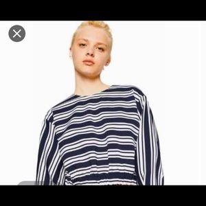 Zara blue and white striped 3/4 sleeve top
